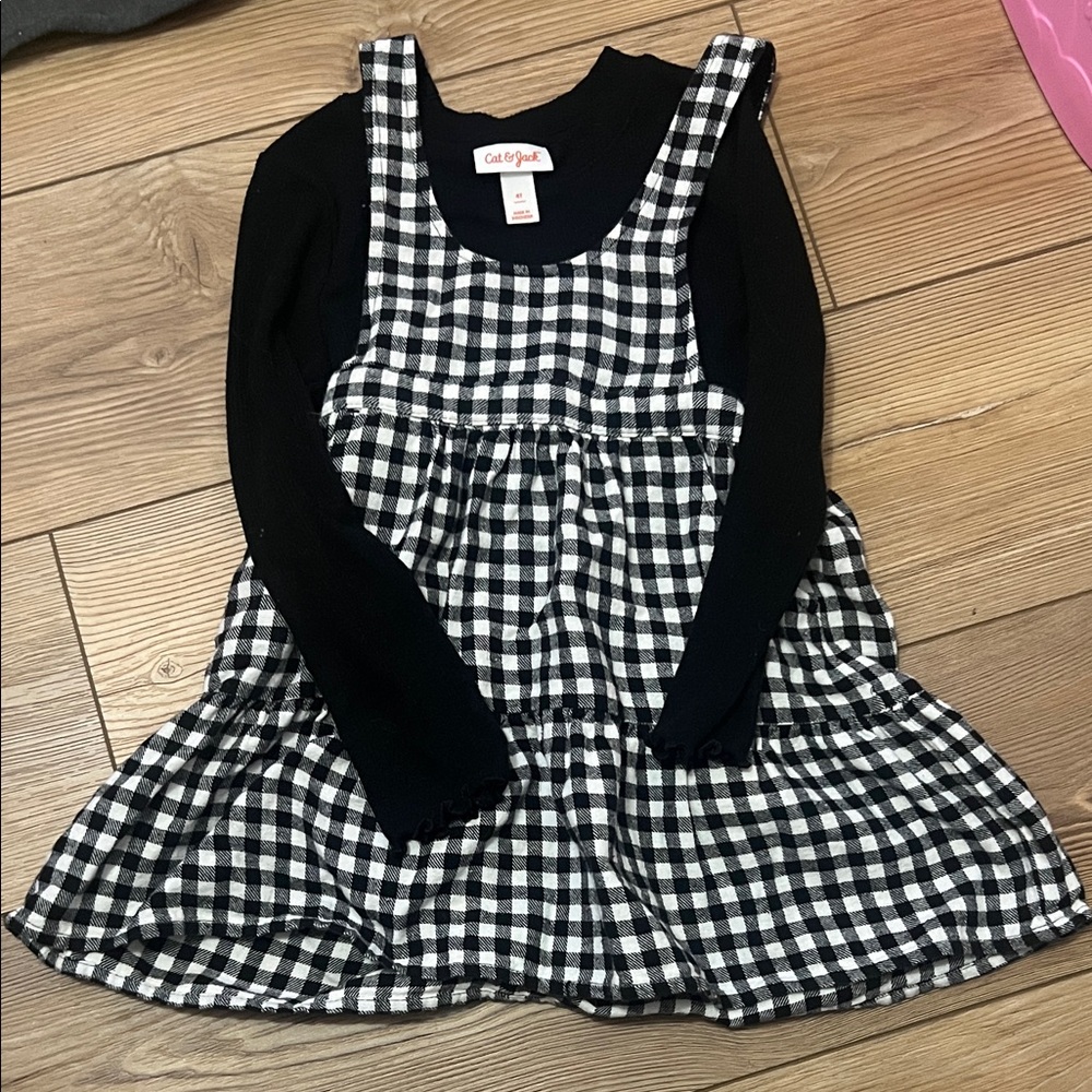 Cat & Jack Black and White Gingham Dress